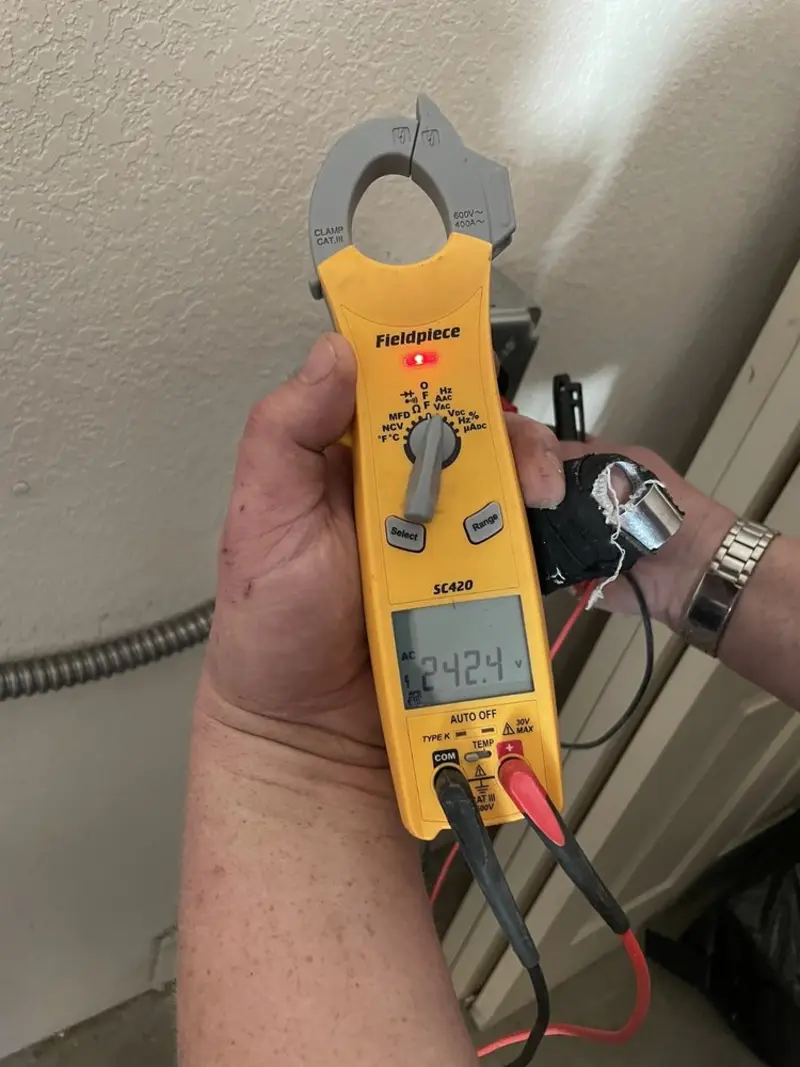 Voltage testing with clamp meter during Aluminum Wiring Replacement in Vevay